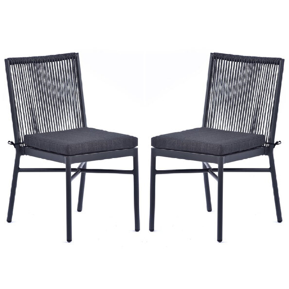Nardo Grey Weave Outdoor Side Chairs With Metal Frame In Pair