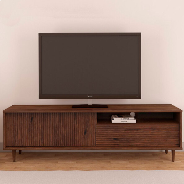 Narlen Wooden TV Stand with 3 Doors in Brown
