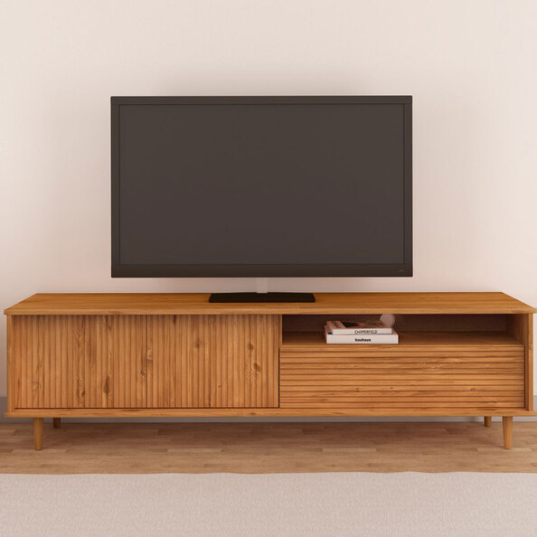 Narlen Wooden TV Stand with 3 Doors in Natural