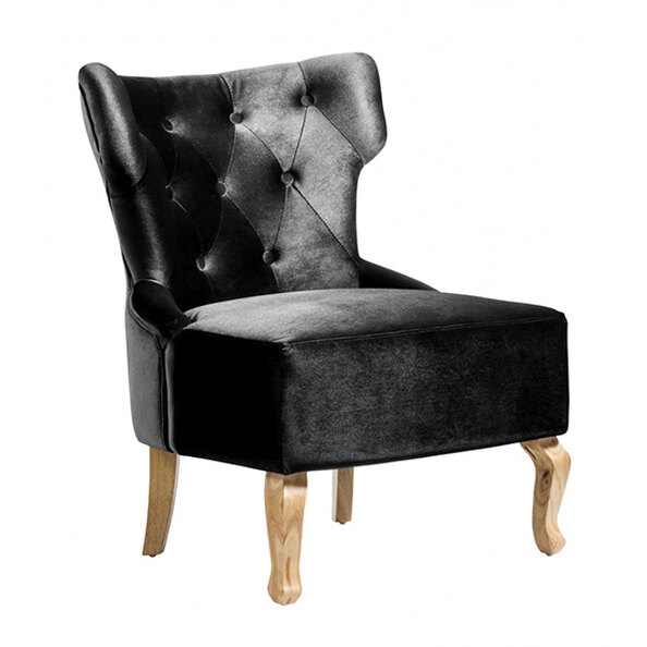 Narvel Black Velvet Dining Chairs With Wooden Legs In Pair