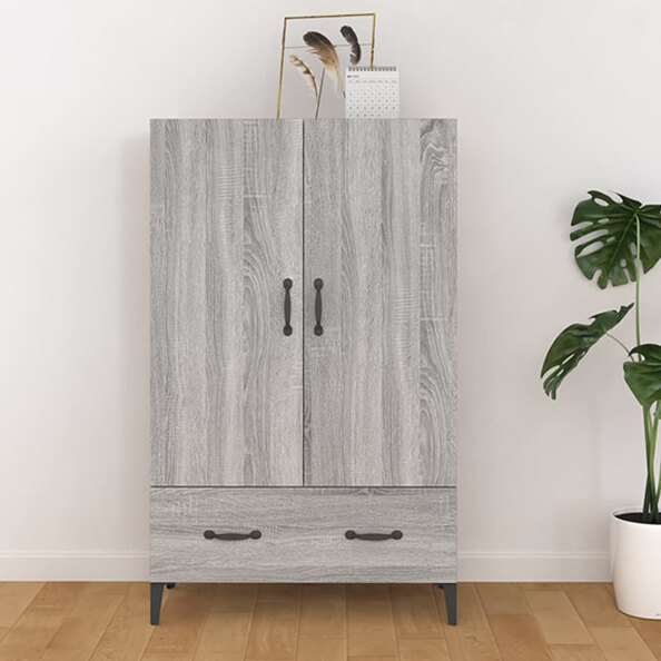 Narvel Wooden Highboard With 2 Door 1 Drawer In Grey Sonoma Oak