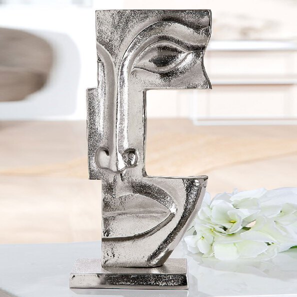 Narvion Aluminum Face Sculpture in Silver
