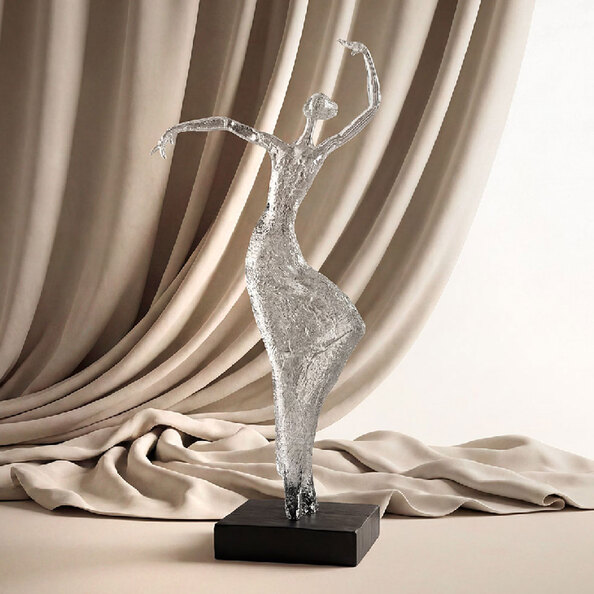 Narvion Synthetic Resin Graceful Curved Pose Women Sculpture in Black and Clear