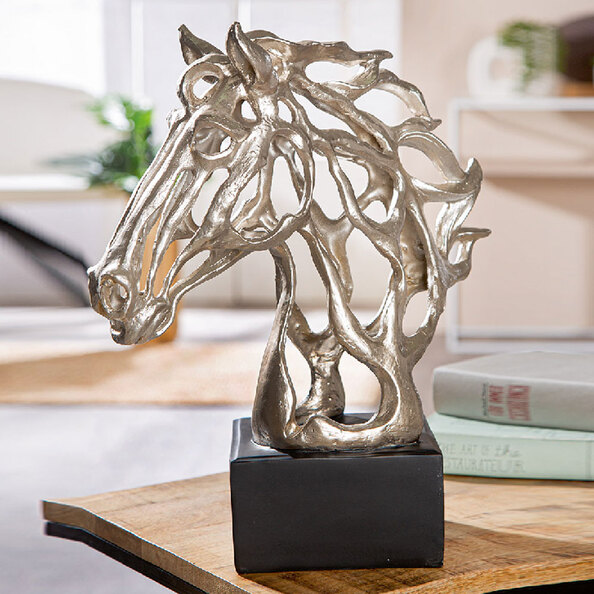 Narvion Synthetic Resin Horse Sculpture in Silver