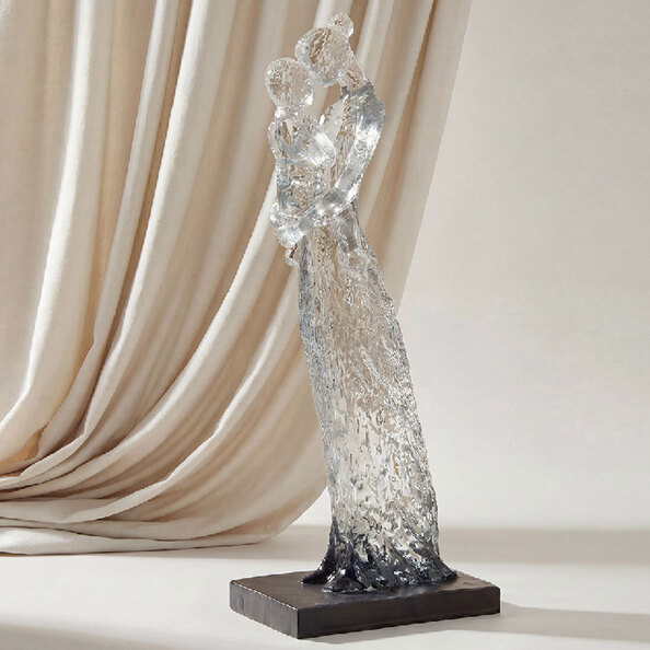 Narvion Synthetic Resin Mother and Child Sculpture in Clear and Black