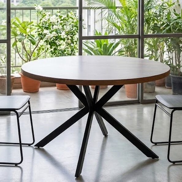 Nassau Large Round Wooden Dining Table in Dark Oak
