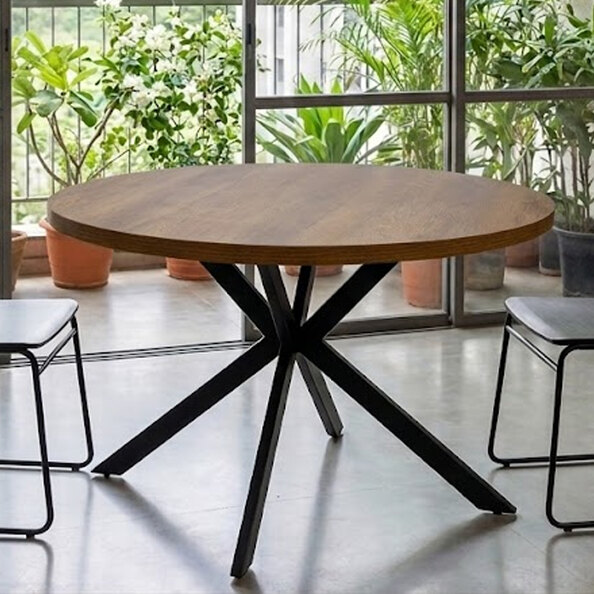 Nassau Small Round Wooden Dining Table in Dark Oak