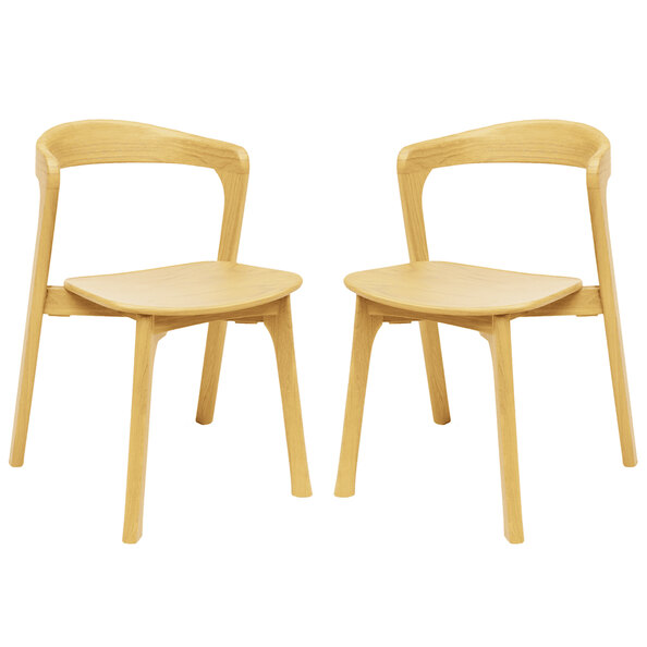 Natchez Natural Oak Outdoor Wooden Stacking Side Chairs In Pair