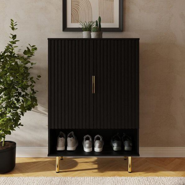 Natick Wooden Shoe Storage Cabinet in Black