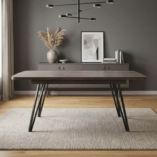 Natta Wooden Extending Dining Table in Grey and Brown