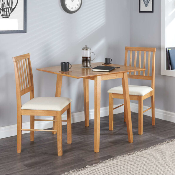 Navarra Wooden Drop Leaf Dining Table with 2 Chairs in Oak