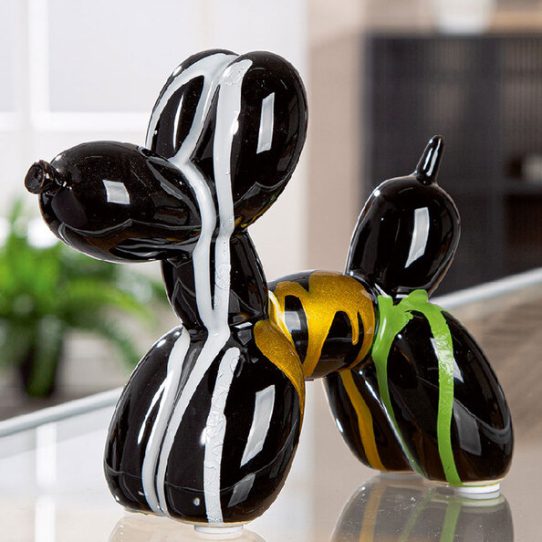 Navero Ceramic Balloon dog Sculpture in Black and Multicolour