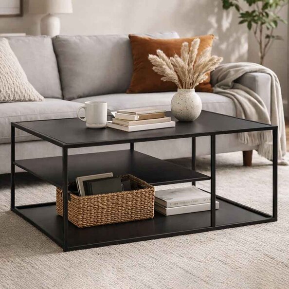 Needles Metal Coffee Table - Matt Black