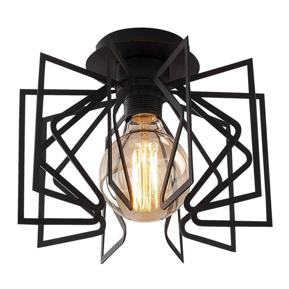 Nemrut Metal Geometric Semi-Flush Ceiling Light in Black