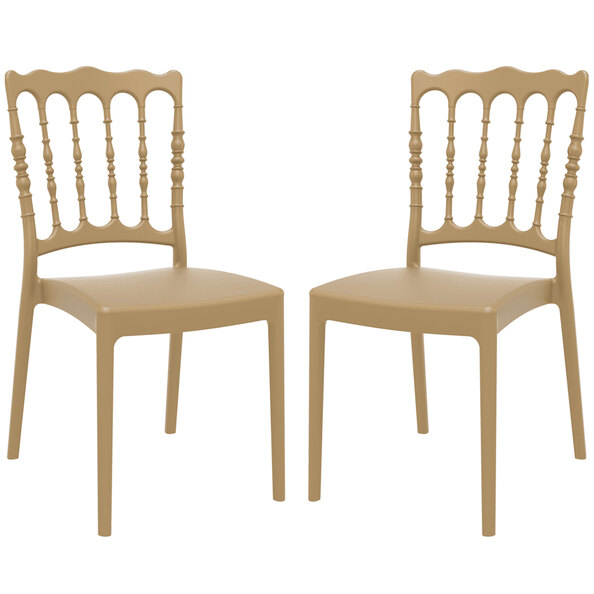 Nepean Gold Outdoor Polypropylene Stacking Side Chairs In Pair