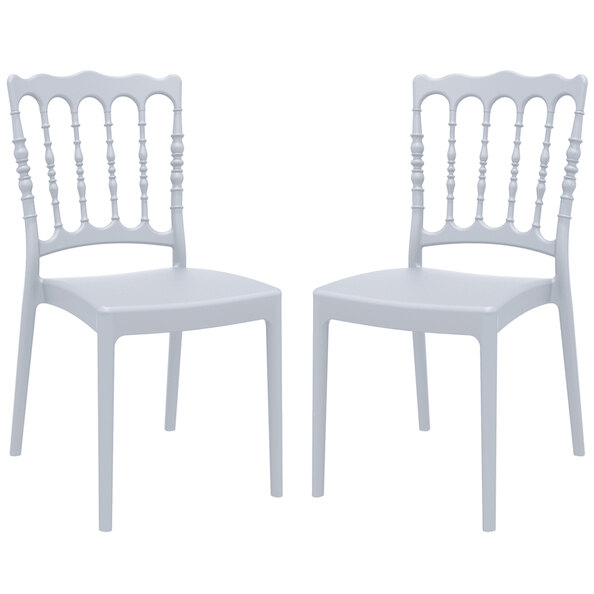 Nepean Silver Grey Outdoor Polypropylene Stacking Side Chairs In Pair