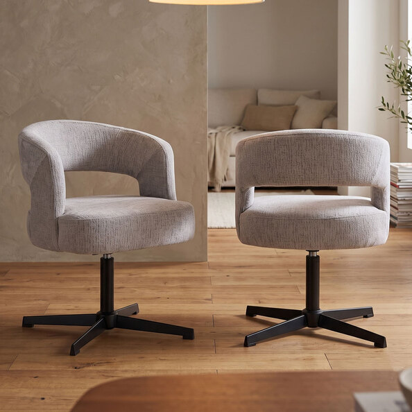 Nertan Grey Fabric Dining Chairs in Pair