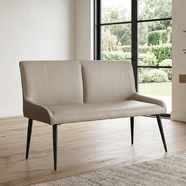 Newark Faux Leather Dining Bench in Light Grey