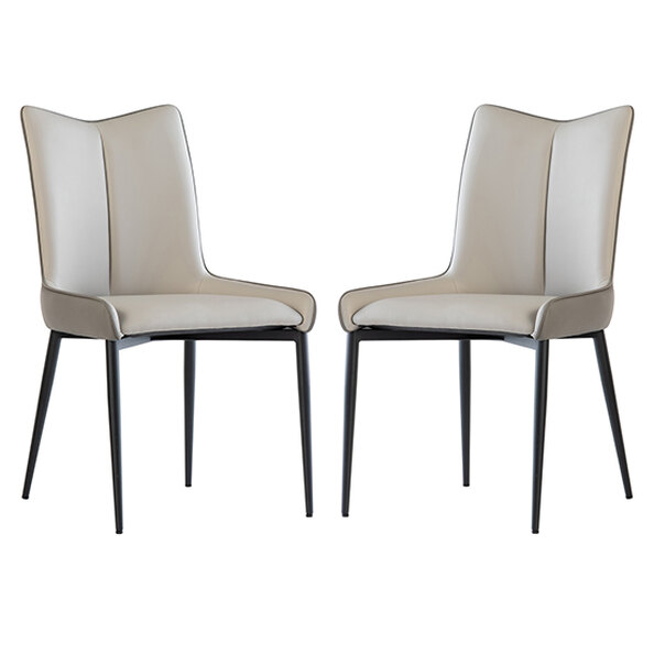 Newark Grey And Light Grey Faux Leather Dining Chairs In Pair