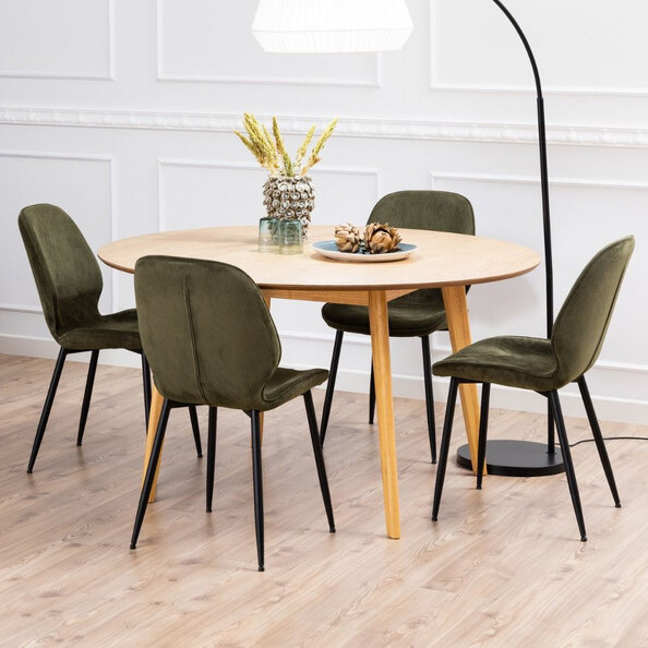 Newhall Wooden Dining Table With 4 Fairlee Green Chairs In Oak