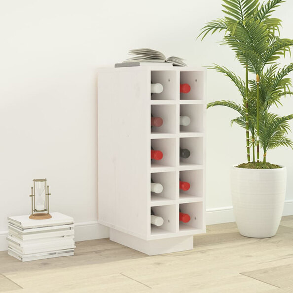 Newkirk Pine Wood Wine Rack With 10 Shelves In White