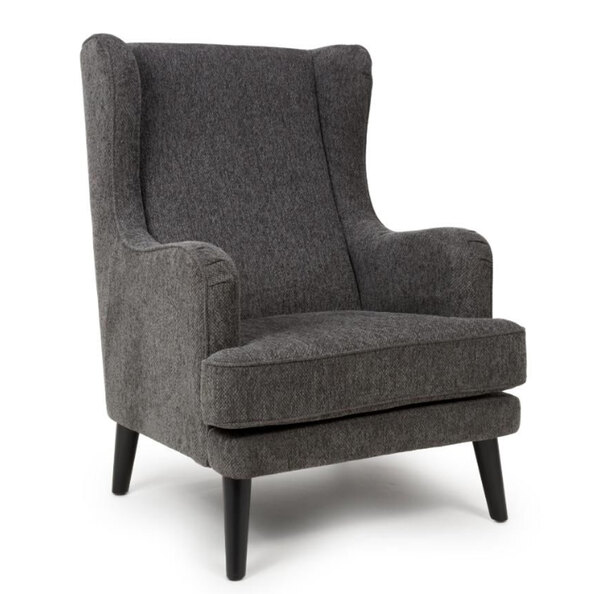 Nirevo Fabric Accent Chair with Black Legs in Grey