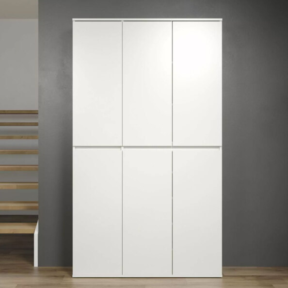 Nitra Wooden Hallway Storage Cabinet With 6 Doors In White