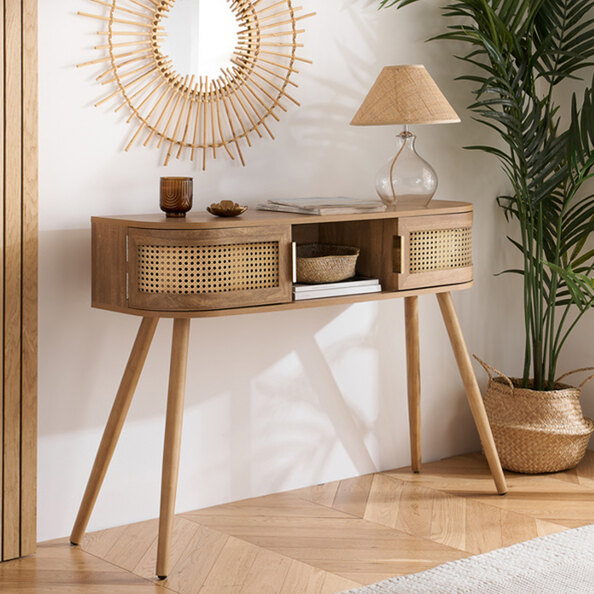 Niven Wooden Console Table in Oak