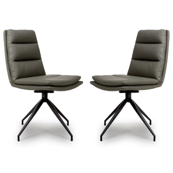 Nobo Truffle Faux Leather Dining Chair With Black Legs In Pair