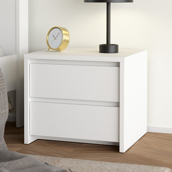 Norfolk Wooden Bedside Cabinet With 2 Drawers In White