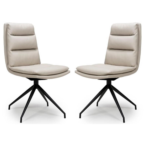 Norton Taupe PVC Fabric Dining Chairs With Metal Legs In Pair