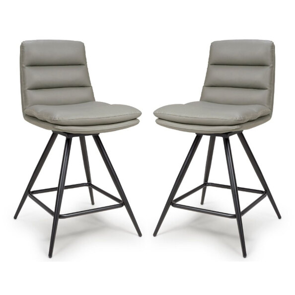 Norton Truffle PVC Fabric Counter Bar Chairs With Metal Legs In Pair