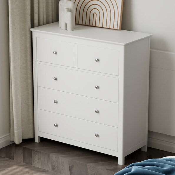 Norton Wooden Chest Of 5 Drawers - White