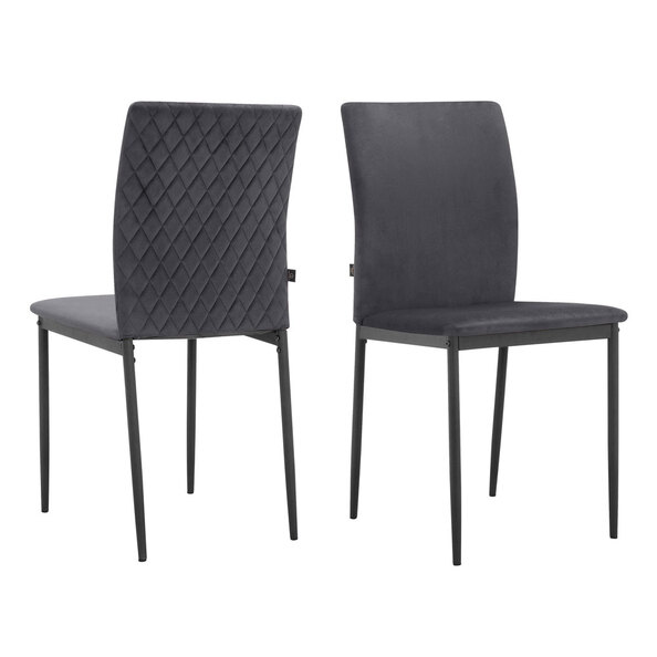 Norzen Anthracite Velvet Dining Chairs in Pair