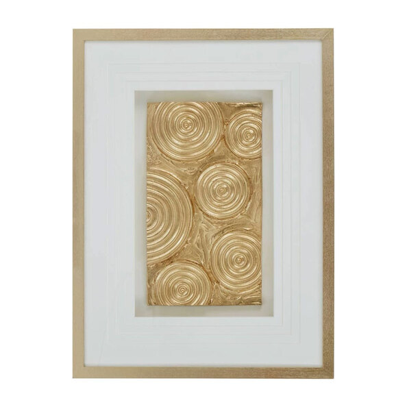 Noxen Wood Disc Design Wall Art in Gold and White