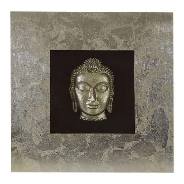 Noxen Wooden Buddha Wall Art in Silver and Black