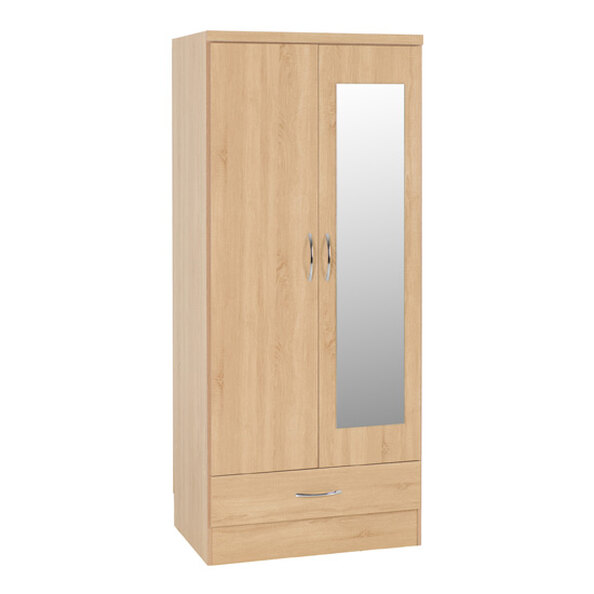 Mack Wooden Wardrobe With 2 Doors 1 Drawer In Sonoma Oak