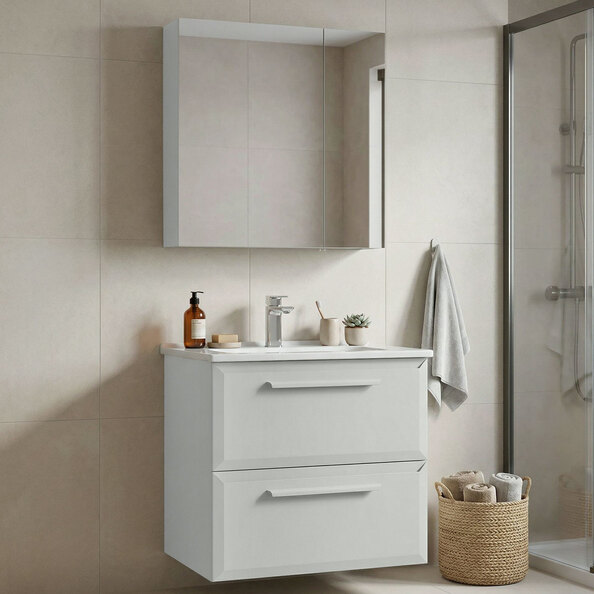 Nuvola Wooden Bathroom Furniture Set in Cashmere