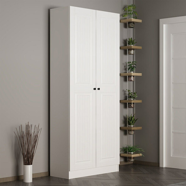 Nylor Wooden Hallway Storage Furniture with 2 Panel Doors in White