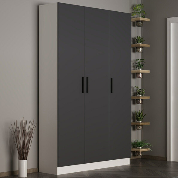 Nylor Wooden Hallway Storage Furniture with 3 Doors in Anthracite