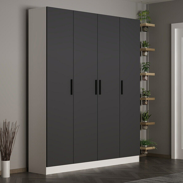 Nylor Wooden Hallway Storage Furniture with 4 Doors in Anthracite