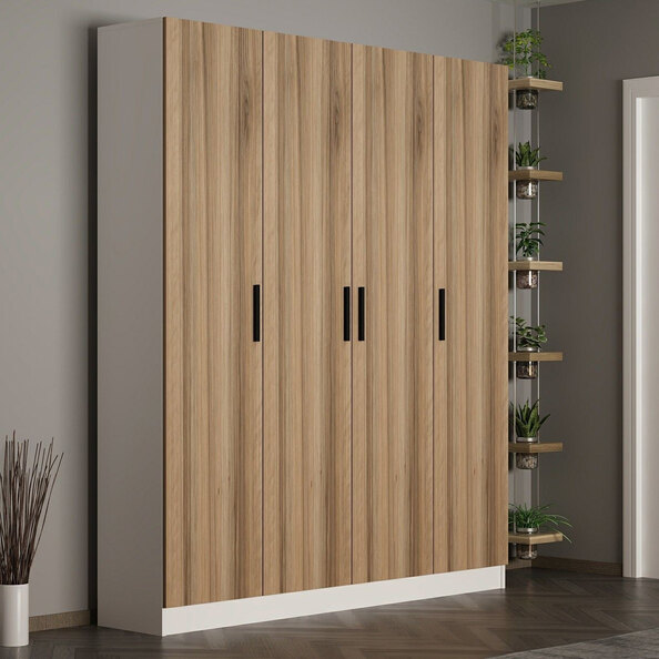 Nylor Wooden Hallway Storage Furniture with 4 Doors in Walnut