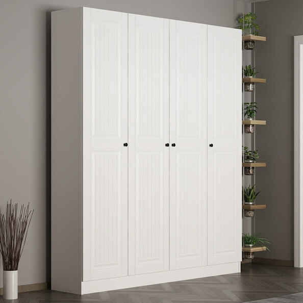 Nylor Wooden Hallway Storage Furniture with 4 Panel Doors in White