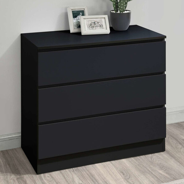 Oakley Wooden Chest Of 3 Drawers In Black