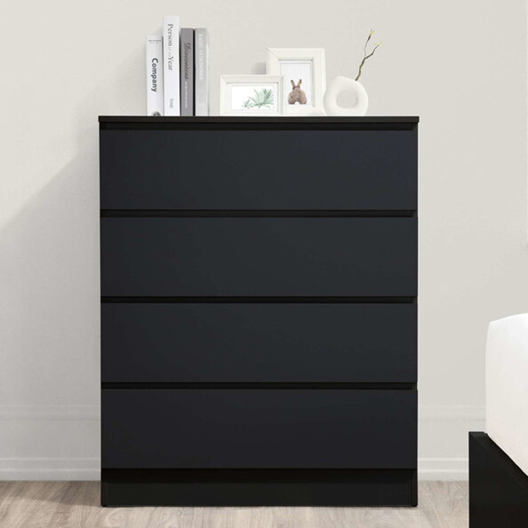 Oakley Wooden Chest Of 4 Drawers in Black