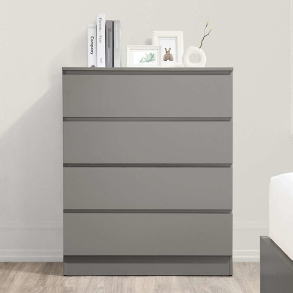 Oakley Wooden Chest Of 4 Drawers in Grey