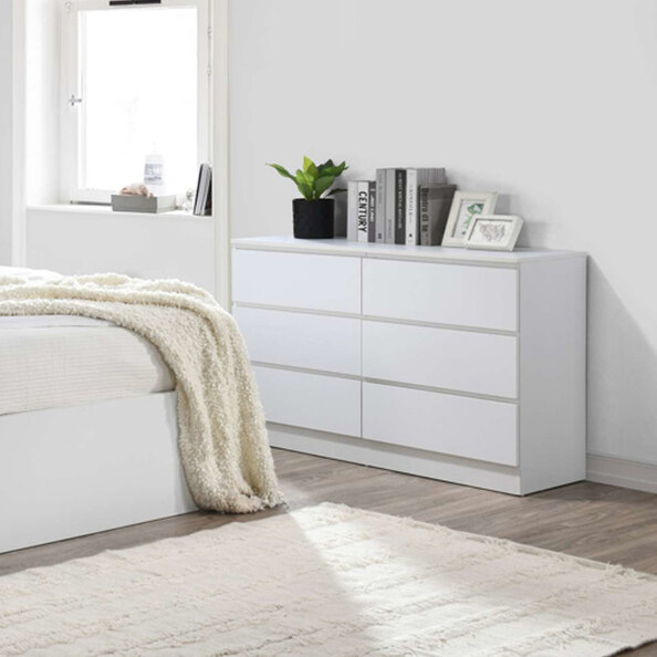 Oakley Wooden Chest Of 6 Drawers in White