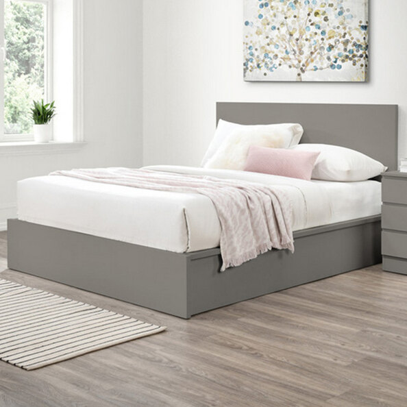 Oakley Wooden Ottoman Storage King Bed In Grey