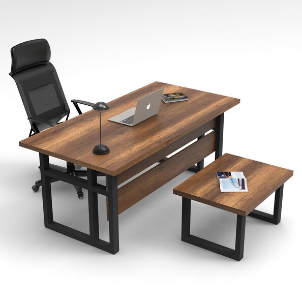 Oakmere Wooden Computer Desk with Coffee Table Set in Baroque and Anthracite