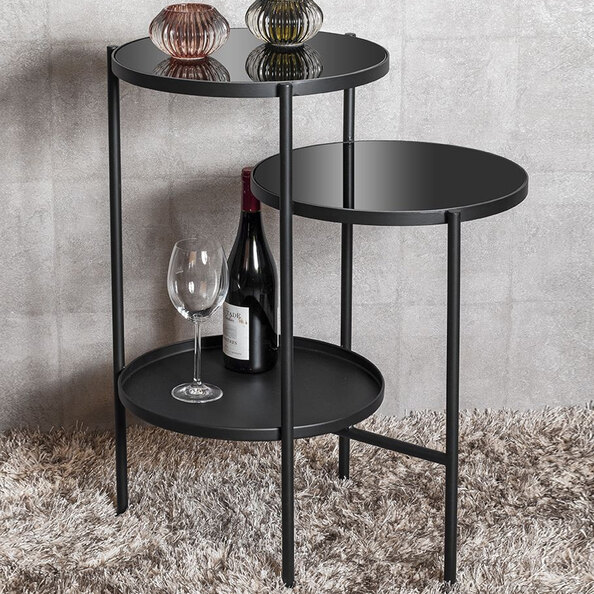 Oakmont Glass End Table With Metal Frame In Black